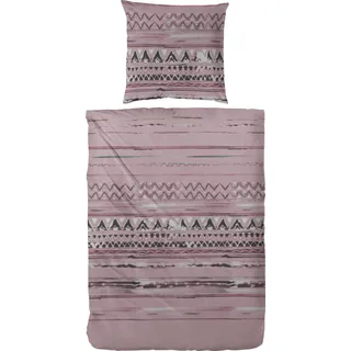 Primera Mako-Satin-Bettwäsche Ethno Rosa 155 x 220 cm + 80 x 80 cm