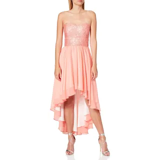 Swing Damen Ballkleid mit hinten abfallendem Saum, Maxi, Einfarbig, Gr. 36, Orange (coral 7777)