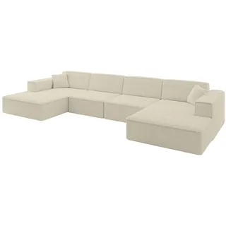 altdecor Eckcouch Polyester 6-Sitzer Beige