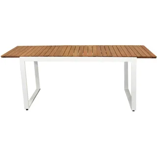 Gardenson Gartentisch , Naturfarben, Weiß , Holz, Metall , Akazie , massiv , Uni , rechteckig , U-Form , 90x74x150-200 cm , ausziehbar , Gartenmöbel, Gartentische, Gartentische ausziehbar