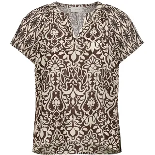 Klassische Bluse CARTOON "Blusenshirt mit Rüschen", Damen, Gr. 42, braun (patch braun, cream), Obermaterial: 100% Viskose CV., Blusen Klassische Bluse