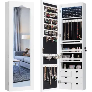 Costway Schmuckschrank mit LED Beleuchtung und Spiegel