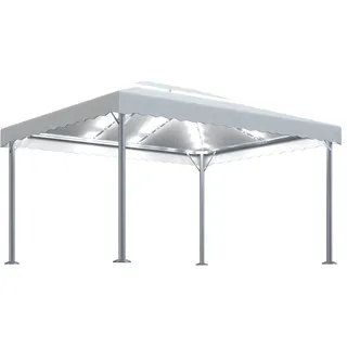 vidaXL Pavillon mit LED-Lichterkette 400x300 cm Cremeweiß Aluminium - Creme