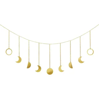 Mkouo Mond Girlande Aesthetic Room Decor Makramee Wandbehang Boho Deko Schlafzimmer Wanddeko Gold Mond Kette Wandschmuck Hochzeit Apartment Geschenke Ramadan Dekoration, Gold