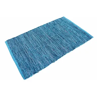 Casa Service Reno Teppich aus Baumwolle, waschbar, für Badezimmer, Küche, rutschfest, maschinenwaschbar (Blue, 50x80 cm)