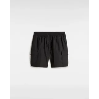 Badeshorts VANS "PRIMARYCARGOLOOSEELASTICBOARDSHORT", Herren, Gr. L, N-Gr, schwarz, Obermaterial: 61% Baumwolle, 39% Polyester, Badehosen Badeshorts, sportlicher Stil, aus Baumwolle und Polyester