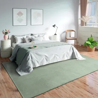 Mia's Teppiche Olivia Wohnzimmer/Schlafzimmer Teppich - waschbar - 120 cm Rund, Dunkelgrün
