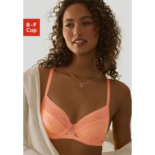 Bügel-BH LASCANA, Damen, Gr. 105, Cup C, orange (neon pfirsich), Spitze, Obermaterial: 88% Polyamid, 12% Elasthan, BHs Bügel-BH, aus feiner Jacquardspitze, sexy Dessous