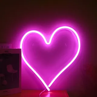 Rosikey LED Neonlicht Schild Heart - 34x30cm Herz Wanddeko - USB Romantische Herzform Neon Valentinstag Bar Party Räume Deko Mädchen Geschenke
