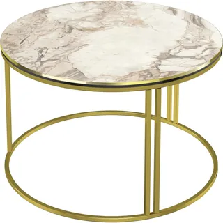 [en.casa] Couchtisch Aulum 50 x 70 cm Marmor, weiß / Gold