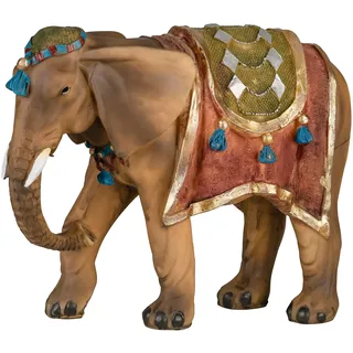 MaMeMi KRIPPENFIGUR Elefant [Höhe 11 cm, handbemalt aus Kunstharz] – Hochwertiges KRIPPENTIER & KRIPPENZUBEHÖR für orientalische Weihnachtskrippen