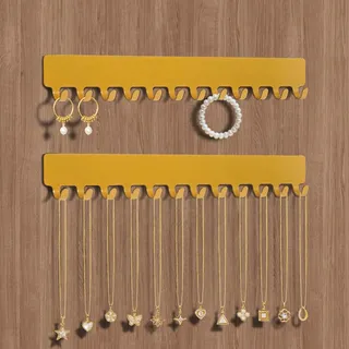 HOTUT Kettenhalter Schmuckaufbewahrung Wand,2 Stück Schmuckaufbewahrung Wand aus Metall,Kettenhalter Kettenaufhänger Ketten Aufbewahrung Hängend Schmuckhalter für Halsketten,Armbänder,Ohrringe(Gold)