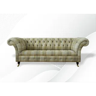 Chesterfield Wohngarnitur Beige Stoff Wohnzimmer Polster Sofas Garnitur 3+2+1