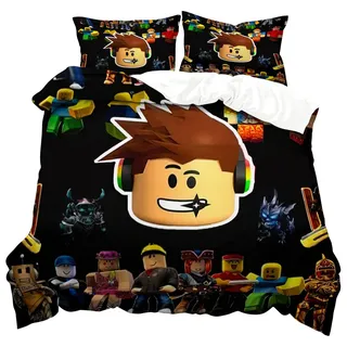 NlsqAMZ Roblx Bettwäsche, Roblx Bettwäsche 135x200, Anime Bettwäsche-Sets, enthalten Jungen Bettbezüge, Kissenbezug 50X75cm 2 Teilig, für Fans & Teenager