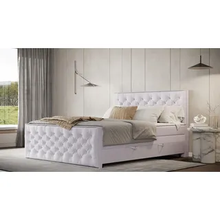Forte Boxspringbett FORTE "Lanciano Max inkl. zwei Bettkästen und Kaltschaum Topper", grau (hellgrau), B:206cm L:225cm, Komplettbetten, Boxspringbett, und einer 7-Zonen-Tonnentaschenfederkernmatratze H2/H3, Topseller