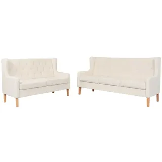 vidaXL 2 tlg. Sofa Set Stoff Cremeweiß - Sofagarnitur - Sofagarnituren - Sofa Modern - Couch Modern