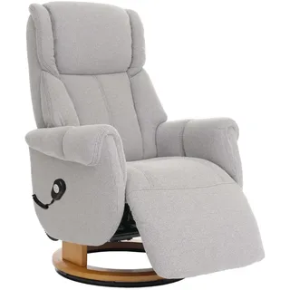 MCA Furniture MCA Relaxsessel + Aufstehhilfe HWC-N58, Fernsehsessel Sessel Fußstütze Bouclé Stoff Holz ~ grau, Holz Natur