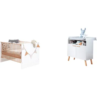 trendteam "Mats", 2 tlg. neutrales Design, weiß melamin, eiche sägerau),