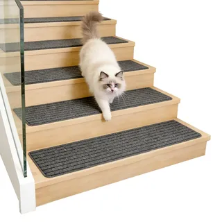 15 Stück Treppenstufen Teppich Selbstklebend, 75x20 cm Teppich Stufenmatten für Holztreppen, Teppich Treppe rutschfest Waschbar Dick & Geräuschdämmend für Haustiere und Familien (Schwarz)