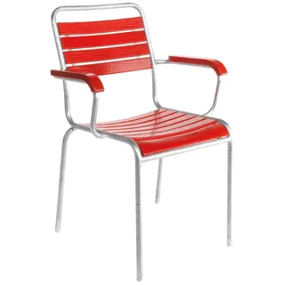 Holzlattenstuhl mit Armlehnen Rigi Schaffner AG rot, Designer Schaffner, 86x59x61 cm