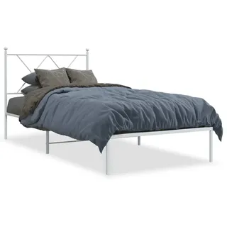 vidaXL Bettgestell mit Kopfteil Metall Weiß 90x200 cm - Weiß