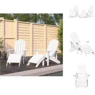 vidaXL Adirondack-Gartenstühle 2 Stk. mit Hockern HDPE Weiß - Gartenstühle - Weiß