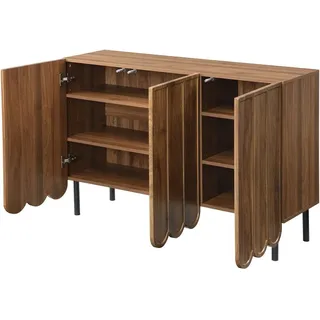 okwish Sideboard mit Wellentüren Wohnzimmer Flur Esszimmer 120x35x80cm Braun