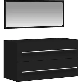 vidaXL Badschrank mit Spiegel 2-tlg. Schwarz