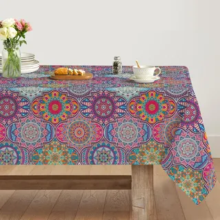 Artoid Mode Boho Vintage Geometrie Marokkanisch Mandala Tischdecke 140x160 cm, Fleckschutz Tischwäsche Küche Dekoration Urlaub Party Dekor