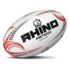 Rhino Unisex Meteor Match Rugbyball, Größe 5, Weiß