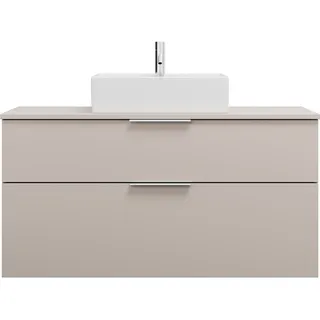 burgbad Eqio Waschtischunterschrank inklusive Konsolenplatte, Ausschnitt mittig, 2 Schubladen, Breite 1200mm, WXXH120F6583G0146, Farbe: Lichtgrau Matt / Lichtgrau Matt, Griff Chrom G0146