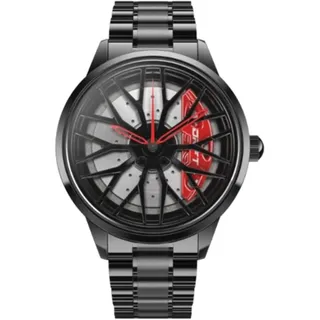 DriftElement Motorsport Felgenuhr Herren - Sportwagen Männer Armbanduhr im 3D Design der Sternspeichen M8 Felge aus Edelstahl - Custom Designer Uhr mit Mineralglas