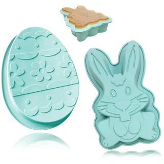 UTEFIF Ostern Silikonform in Form von Kaninchen, Osterhasen Silikon Kuchenform, Ostern Kaninchen Backform, Ostern kreative DIY für Konditorei, Kuchen, Keks, Osterdekorationen