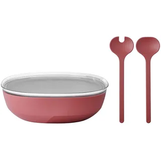 Mepal Schale »Servierschale mit Deckel & Salatbesteck Silueta 4000 ml« 2 tlg., rot