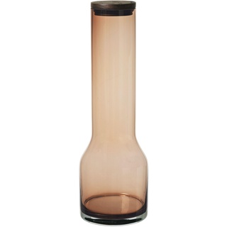 blomus -LUNGO- Wasserkaraffe, mundgeblasenes, farbiges Glas, Deckel aus Eiche, 1100ml, Farbe Coffee (64173)