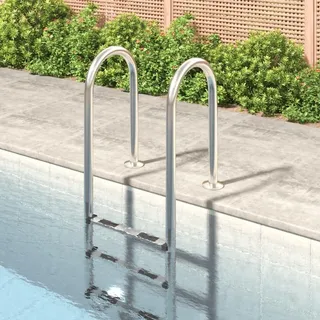 Poolleiter aus Edelstahl 304, 54x38x158 cm | Rutschfeste Trittstufen, korrosionsbeständig, für Pools und Whirlpools - Schwarz