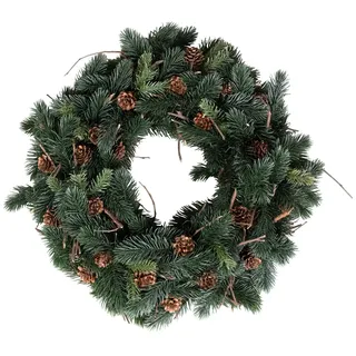 Rayher Tannenkranz, 40 cm ø, mit echten Lärchenzapfen und echten Ästen, Tannengrün, dekoriert, künstlicher Adventskranz, Türkranz, Wandkranz, 55950444