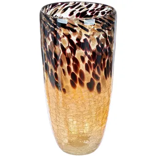 GILDE große Vase Glasvase Gross Standvase - Deko Vase für Pampasgras, Äste, Blumen – Herbstdeko Geschenk Weihnachten Geburtstag Hochzeitsgeschenk – Boden Vase groß handgefertig Höhe 36,5 cm Ø 18 cm