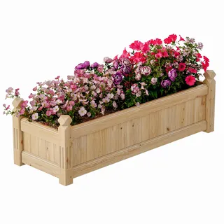 GarveeLife Großes Hochbeet aus Holz – Rechteckiger, erhöhter Pflanzkasten 110x40x35 cm, exzellente Drainage – Für Gemüse, Kräuter, Blumen, Obst – Garten, Terrasse, Balkon, Gewächshaus – Farbe: Gelb