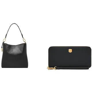 Fossil Damen Jessie Schwarze Ledertasche und Lennox Geldbörse, Set