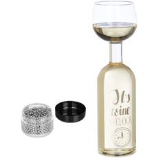 Bild Weinflasche Glas, Weinglas auf Flasche, 750 ml, mit Reinigungsperlen, lustiges Weinflaschenglas, transparent