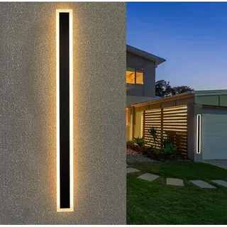 ZMH LED Wandleuchte Aussen Wandlampe: 100cm Schwarz Außenwandleuchte Lang Villa Außenlampe IP65 Wasserdicht Modern Außenleuchte 21W Wandbeleuchtung für Garten Treppenhaus Terrasse