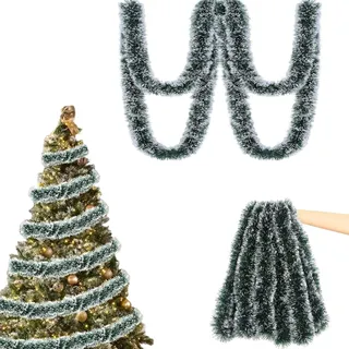 Rehecher 10m Weihnachtsdeko Girlanden,tannengirlande,Weihnachtsgirlande,Girlande Weihnachten,Weihnachtsbaum Deko,Tannengirland mit Schnee Girlande,für Outdoor,Weihnachtsbaum, Treppe, Tür, Kamin (grun)