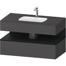 Duravit Qatego Einbauwaschtisch mit Konsolenwaschtischunterbau, 1000x550x600mm, Nische Eiche Schwarz, QA4786016, Farbe: Graphit Matt/mit Nischenbeleuchtung