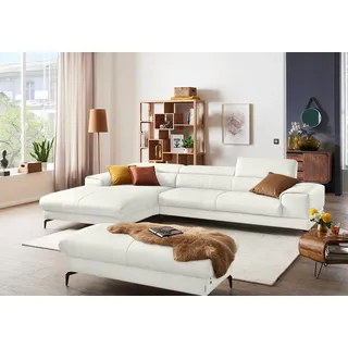 W.Schillig Ecksofa »piedroo, Designsofa mit tollem Sitzkomfort, bequem und elegant, L-Form« Kopfteilverstellung, wahlweise mit Sitztiefenverstellung, Breite 343cm, weiß