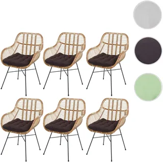 6er-Set Esszimmerstuhl HWC-P17, Küchenstuhl Korbstuhl Rattansessel Rattanstuhl Stuhl, Kubu Rattan Me