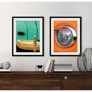 Queence »Halogen« Auto 1 Stk. tlg. HD Premium Poster-Druck inkl. Holzrahmen,