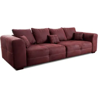 Cavadore Big Sofa Mavericco / Großes Sofa im modernen Design in Lederoptik / Inklusive Rückenkissen und Zierkissen / 287 x 69 x 108 cm (BxHxT) / Mikrofaser Bordeaux (rot)