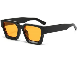 Vintage Rechteckige Sonnenbrille für Herren Damen-Retro Eckig Sonnenbrille Trendige Quadratischem Rahmen UV400 Schutz