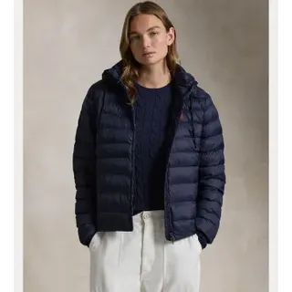 Polo Ralph Lauren für Damen. 211958932001 Wasserdichte, faltbare Kapuzenjacke mit Kapuze (L), Lässig, Nachhaltig, Recyceltes Nylon, Marine